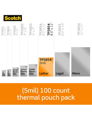 Bolsas de Laminado Térmico Scotch 200-Pack 22.6 x 29 cm