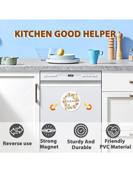 Imán de Lavavajillas Limpio Sucio KEYDUACU 11cm Flores