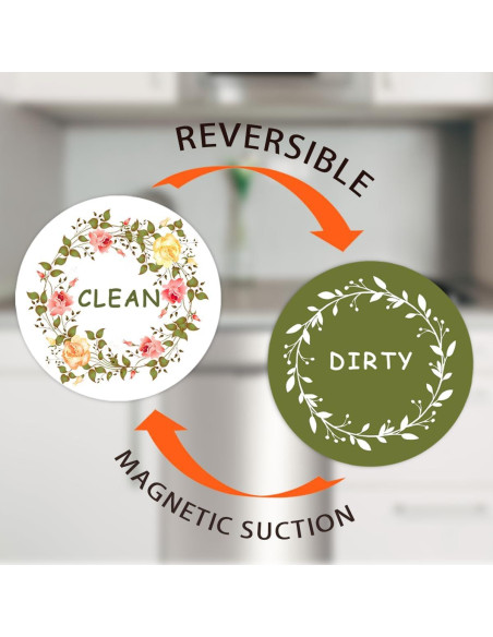 Imán de Lavavajillas Limpio Sucio KEYDUACU 11cm Flores