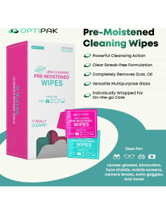 Toallitas de limpieza para lentes OPTIPAK 60 unidades 2