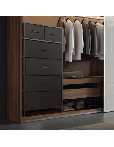 Cómoda Alta Mifuro 6 Cajones Negro Estructura Acero