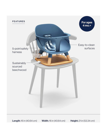 Asiento Elevador Infantil Lalo Arándano, Seguro y Fácil de Limpiar