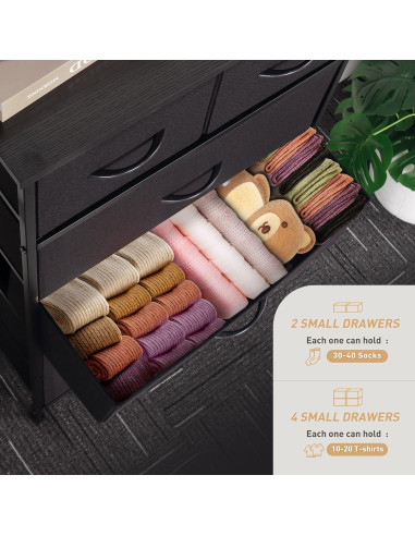 Cómoda Alta Mifuro 6 Cajones Negro Estructura Acero