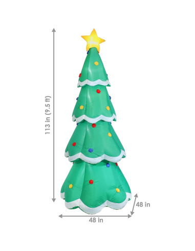 Árbol de Navidad Inflable 3.4m Sunnydaze con Luces LED