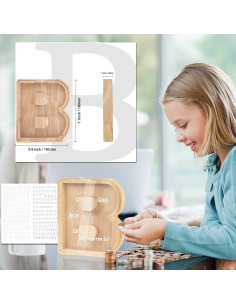 Hucha de Madera Personalizada Letra A-Z 18x18 cm Decorativa 2