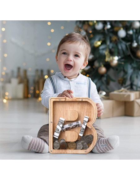 Hucha de Madera Personalizada Letra A-Z 18x18 cm Decorativa