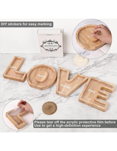 Hucha de Madera Personalizada Letra A-Z 18x18 cm Decorativa