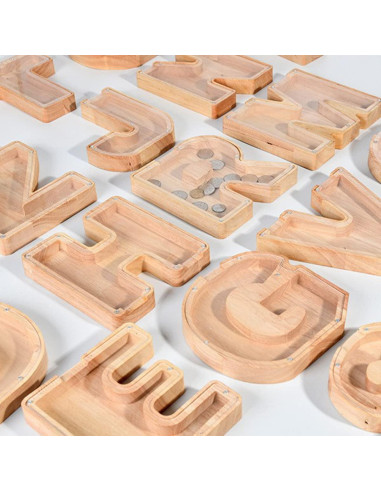 Hucha de Madera Personalizada Letra A-Z 18x18 cm Decorativa