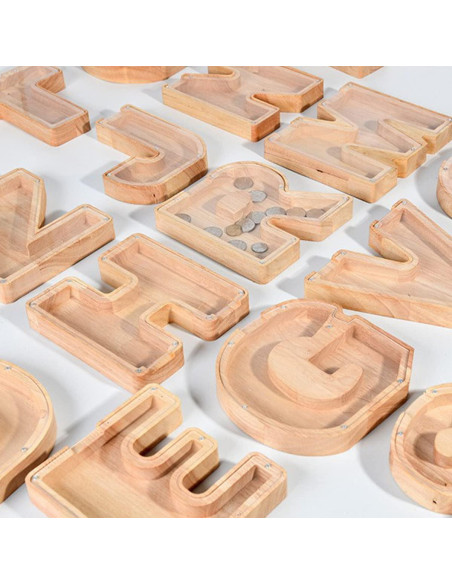 Hucha de Madera Personalizada Letra A-Z 18x18 cm Decorativa