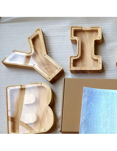 Hucha de Madera Personalizada Letra A-Z 18x18 cm Decorativa