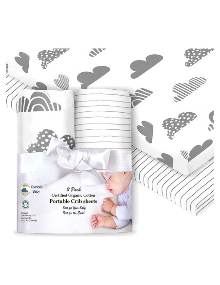 Sábanas Ajustadas 100% Algodón Orgánico Cambria Baby 2 Pk