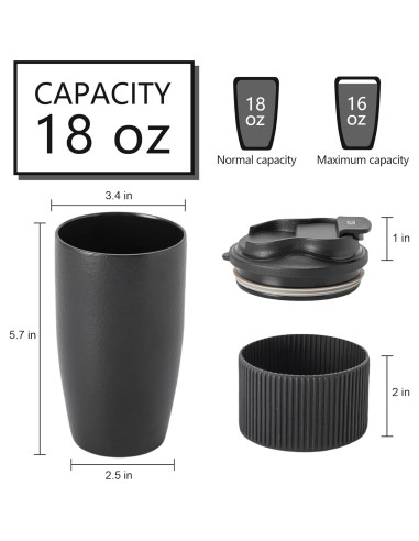 Taza de Café de Viaje TaoTaojarvie 0.47 L Cerámica Negra