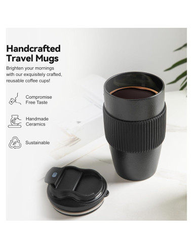 Taza de Café de Viaje TaoTaojarvie 0.47 L Cerámica Negra