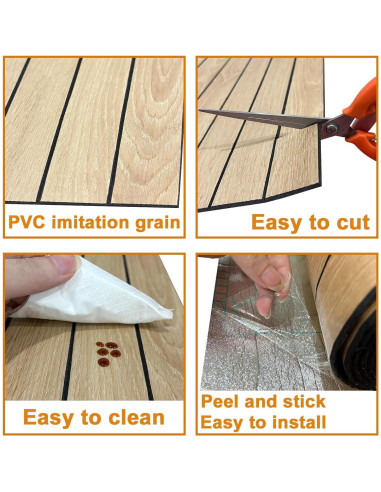 Panel de Pared Autoadhesivo PVC Yutianli 299.72x39.88cm Roble