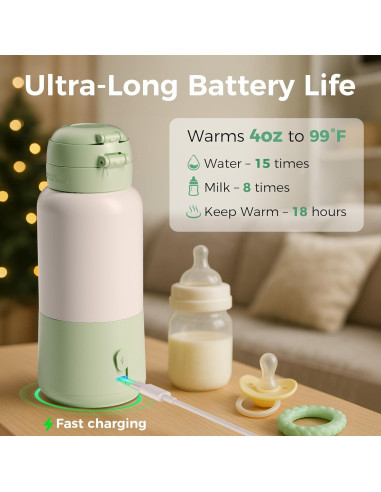 Calentador de Botellas Portátil HEYAXA 443ml con Batería 12000mAh