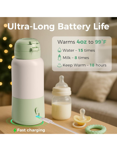 Calentador de Botellas Portátil HEYAXA 443ml con Batería 12000mAh