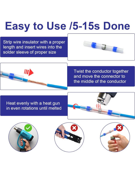 Kit de Conectores de Cable Termoretráctiles Husfunov 200PCS