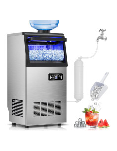 Máquina de Hielo Comercial Hothope 50Kg/24H Acero Inoxidable