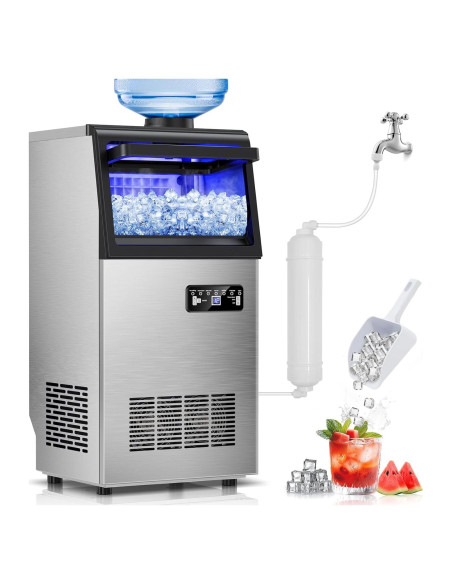 Máquina de Hielo Comercial Hothope 50Kg/24H Acero Inoxidable