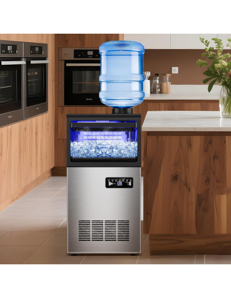 Máquina de Hielo Comercial Hothope 50Kg/24H Acero Inoxidable