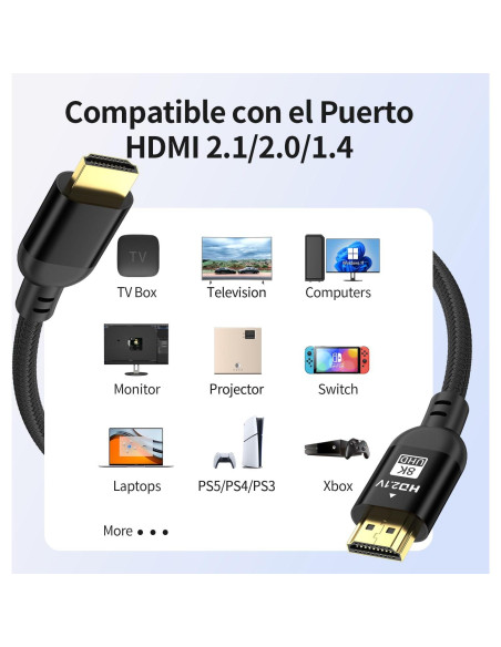 Cable HDMI 2.1 Diyanisly 1m 8K 60Hz Alta Velocidad