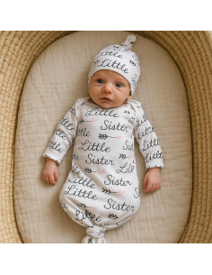 Vestido Anudado para Bebé Mikccer 0-6 Meses Suave y Transpirable 2