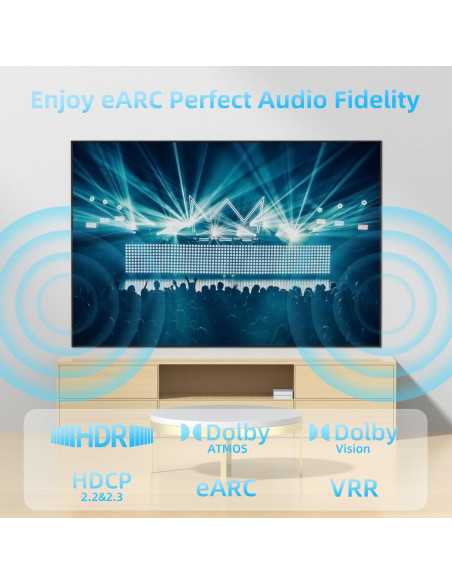 Cable HDMI 2.1 Diyanisly 1m 8K 60Hz Alta Velocidad