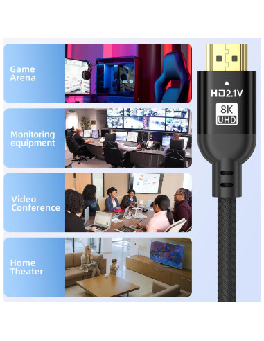Cable HDMI 2.1 Diyanisly 1m 8K 60Hz Alta Velocidad