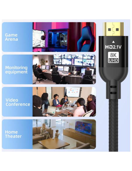 Cable HDMI 2.1 Diyanisly 1m 8K 60Hz Alta Velocidad