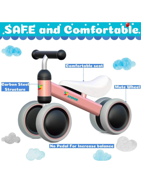 Bicicleta de Equilibrio Avenor Rosa para Bebés 1-2 Años