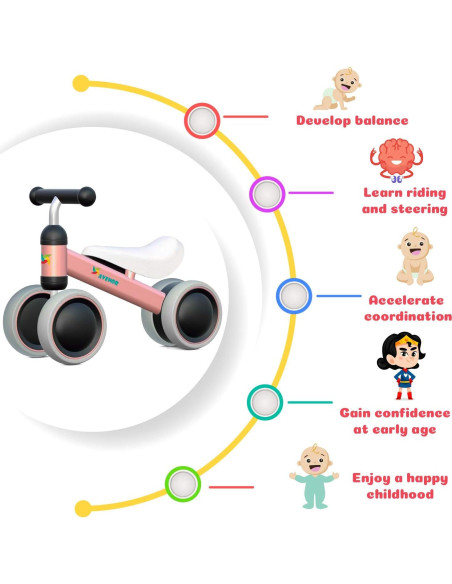 Bicicleta de Equilibrio Avenor Rosa para Bebés 1-2 Años