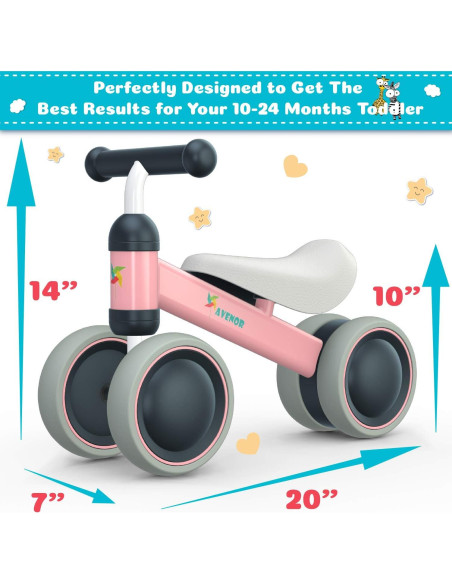 Bicicleta de Equilibrio Avenor Rosa para Bebés 1-2 Años