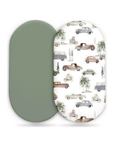 Juego de Sábanas Ajustadas GRSSDER para Cuna 2 Piezas Autos