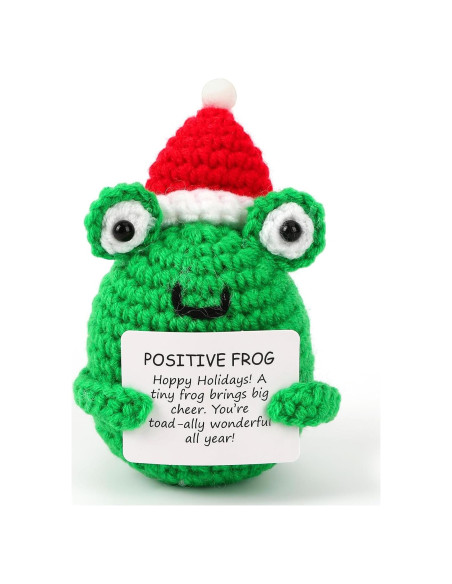 Mini Rana Navideña JULEASEL con Tarjeta Positiva 10 cm