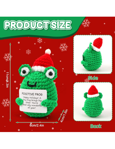 Mini Rana Navideña JULEASEL con Tarjeta Positiva 10 cm