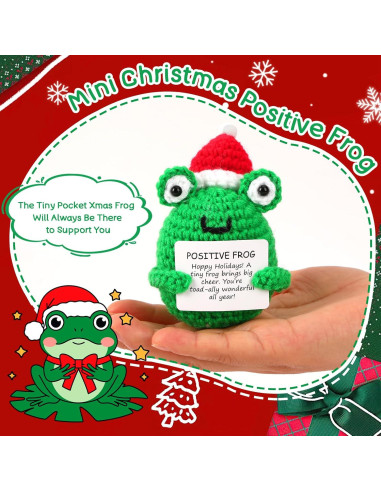 Mini Rana Navideña JULEASEL con Tarjeta Positiva 10 cm