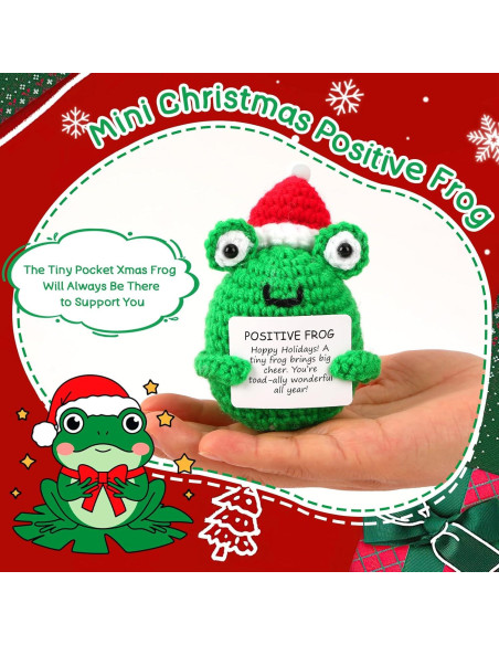 Mini Rana Navideña JULEASEL con Tarjeta Positiva 10 cm