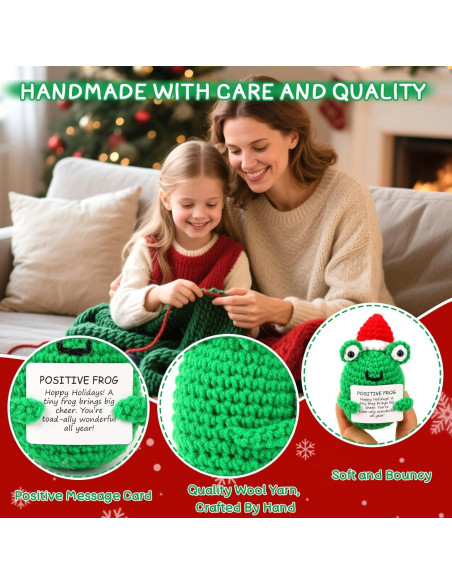 Mini Rana Navideña JULEASEL con Tarjeta Positiva 10 cm