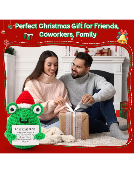 Mini Rana Navideña JULEASEL con Tarjeta Positiva 10 cm