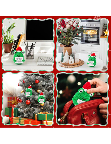 Mini Rana Navideña JULEASEL con Tarjeta Positiva 10 cm