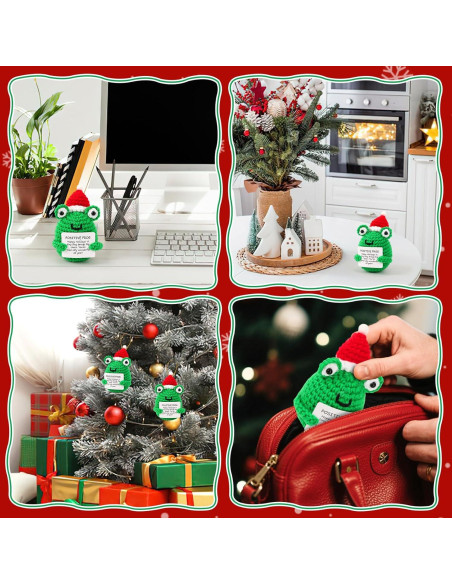 Mini Rana Navideña JULEASEL con Tarjeta Positiva 10 cm