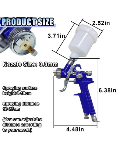Pistola de Pintura HVLP BDZMC 0.8 mm 125 cc para Automóviles