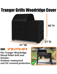Funda para Parrilla Traeger Woodridge 600D Impermeable Negra 2