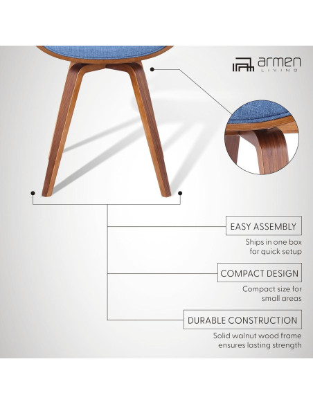 Juego de 2 Sillas Armen Living Summer Azul Nogal