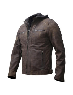 Chaqueta de motocicleta de cuero Artistry Leather marrón X-Pequeño
