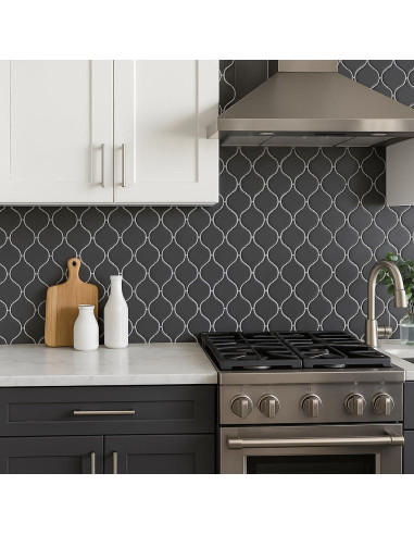 Azulejo de Porcelana Tenedos 28x24 cm Negro Mate 11 pcs