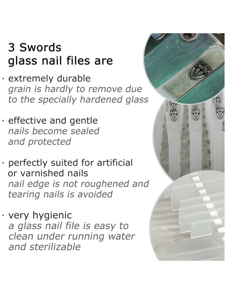 Lima de Uñas de Vidrio 3 Espadas Alemania Doble Cara 11.5 cm