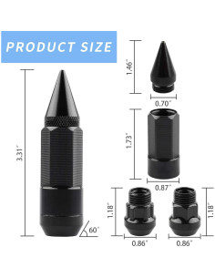 20 Piezas Tuercas Antirrobo M12x1.5 EZPROIT Color Negro 2