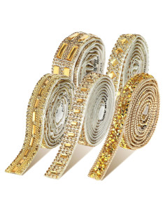 Cinta de Strass Autoadhesiva Telooco - 5 Rollos 1 Yarda Marrón