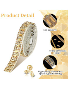 Cinta de Strass Autoadhesiva Telooco - 5 Rollos 1 Yarda Marrón 2